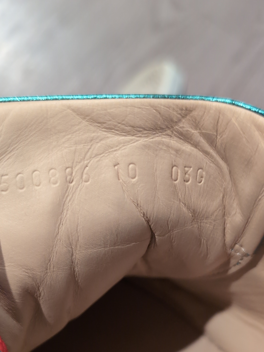 Mens Gucci Ace Metallic Teal Low-Top Sneakers Saturn Patch (Fits 11) - Picture 5 of 7